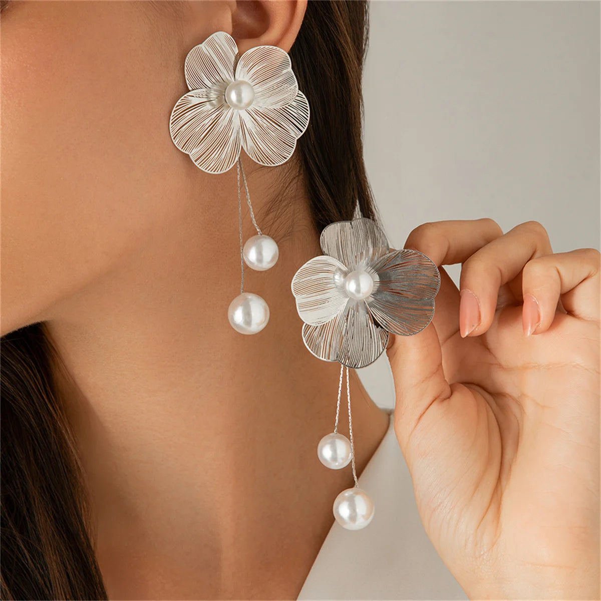 Pendientes Flor Perlada