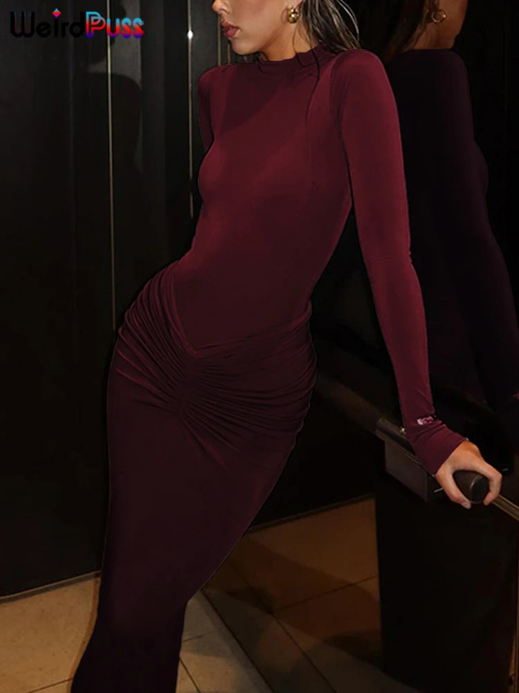 Vestido gala mangas largas