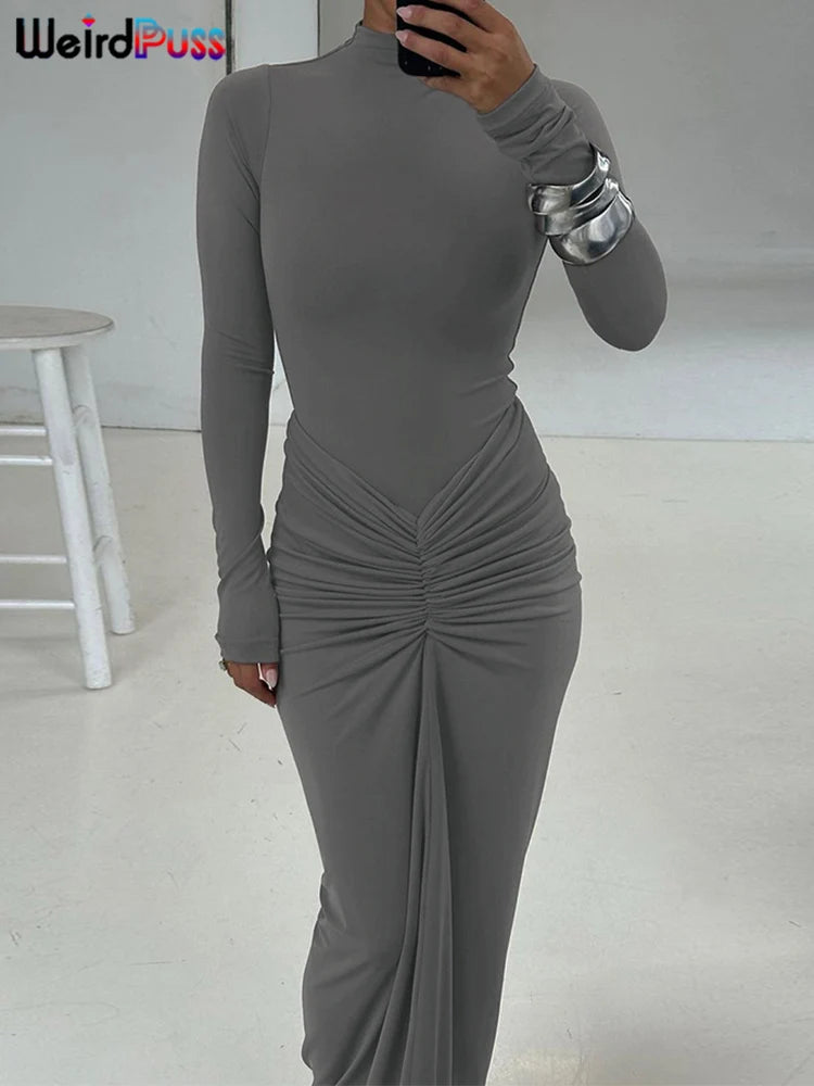 Vestido gala mangas largas