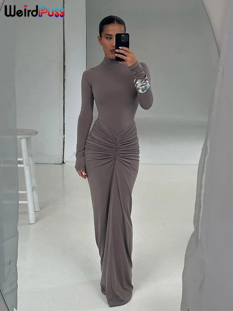Vestido gala mangas largas