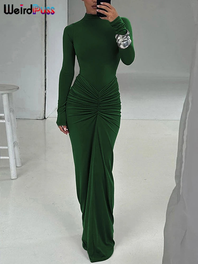 Vestido gala mangas largas