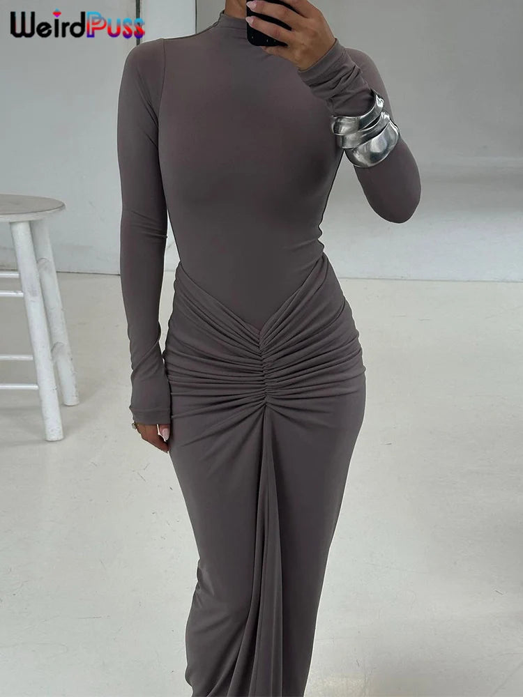 Vestido gala mangas largas