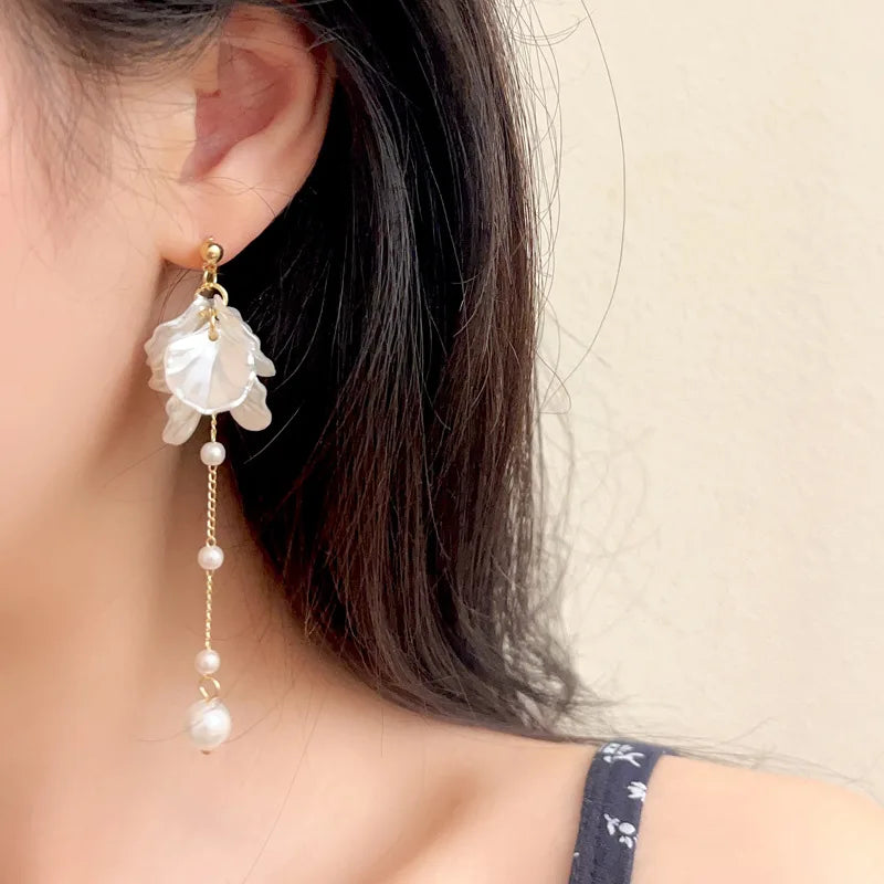 Pendientes Petalos Perlados