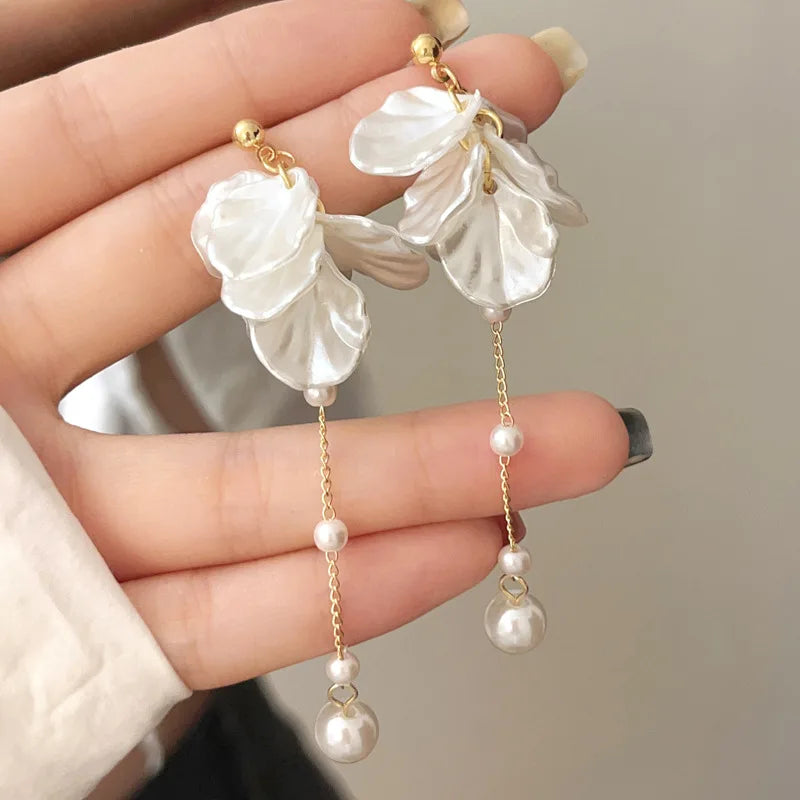 Pendientes Petalos Perlados