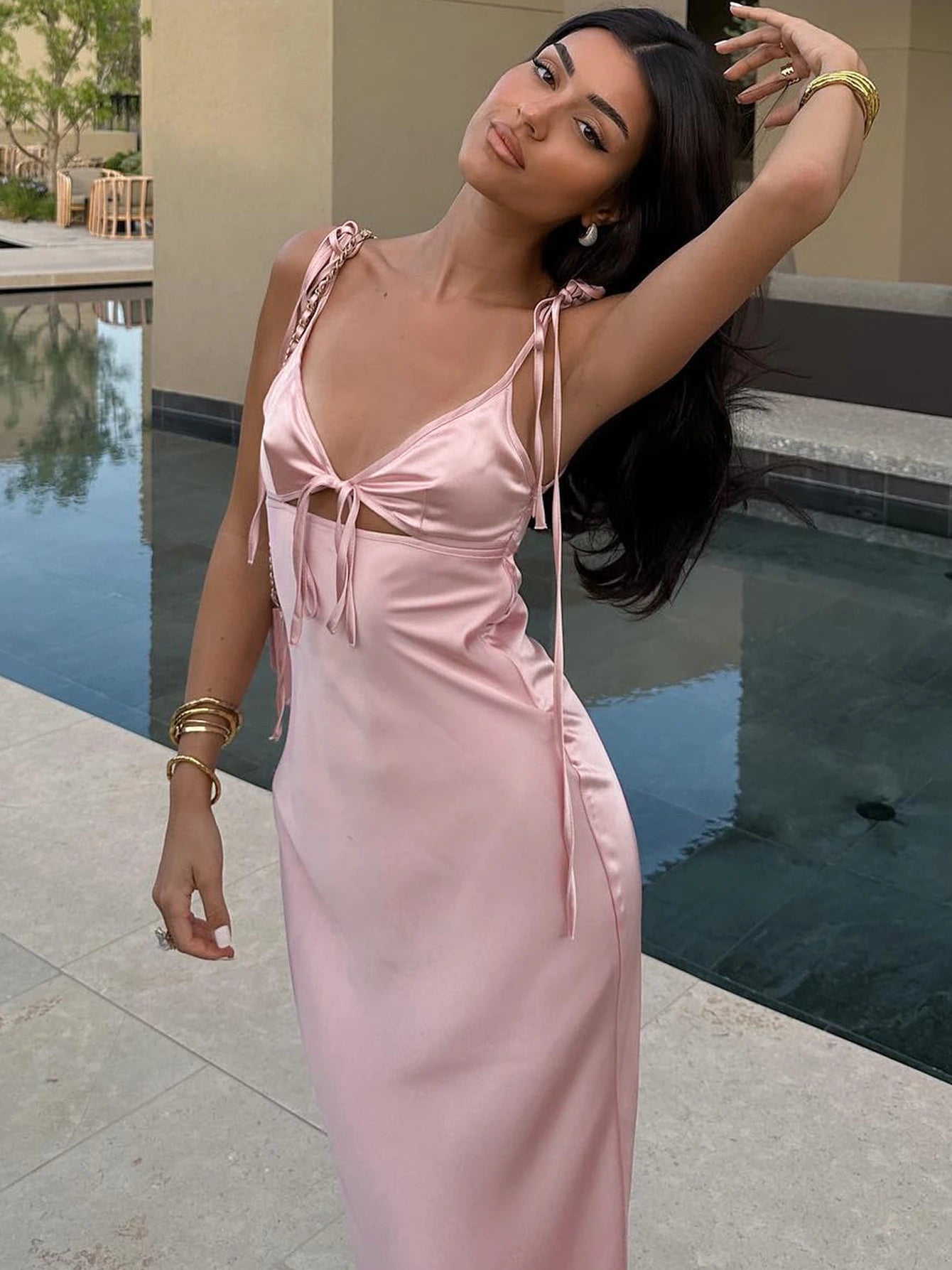 Vestido sedoso rosa