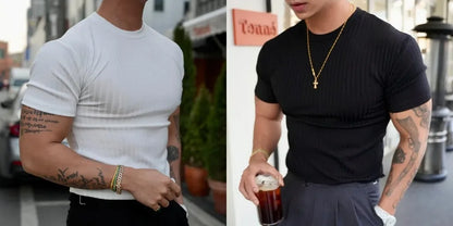 Camiseta mangas cortas simple rayas elegante