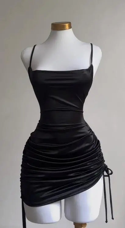 Vestido corto con espalda cordal