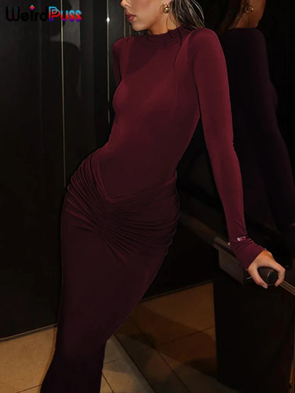 Vestido gala mangas largas