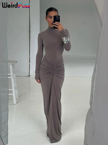 Vestido gala mangas largas