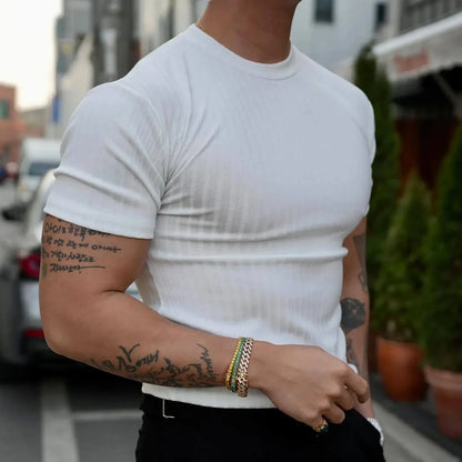 Camiseta mangas cortas simple rayas elegante