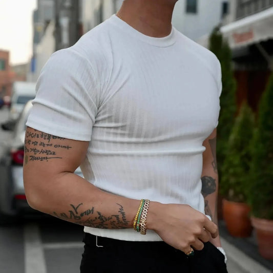 Camiseta mangas cortas simple rayas elegante