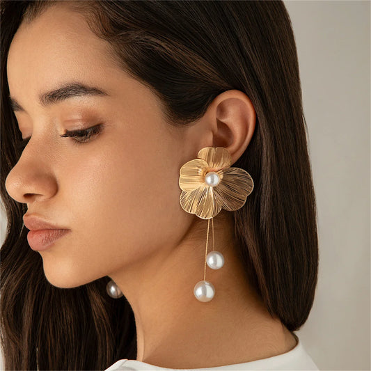 Pendientes Flor Perlada