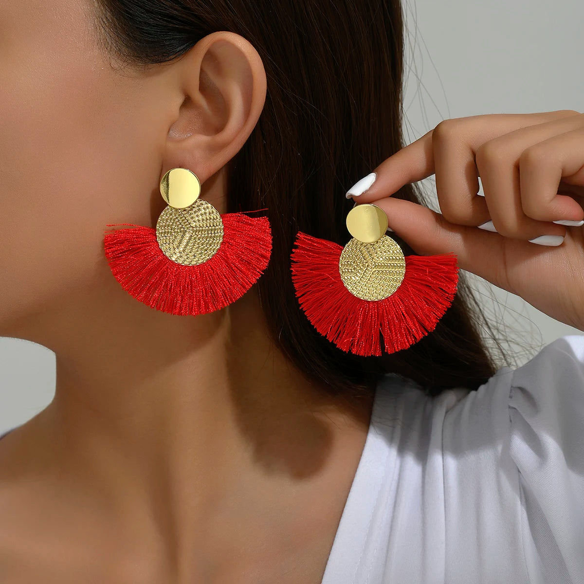 Pendientes abanico precolombino