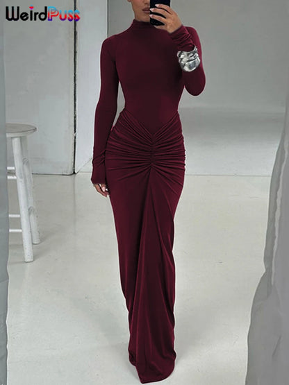 Vestido gala mangas largas