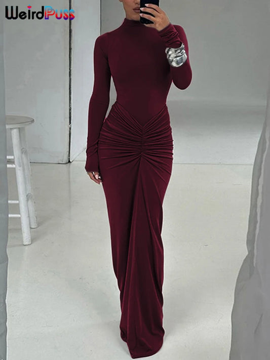 Vestido gala mangas largas